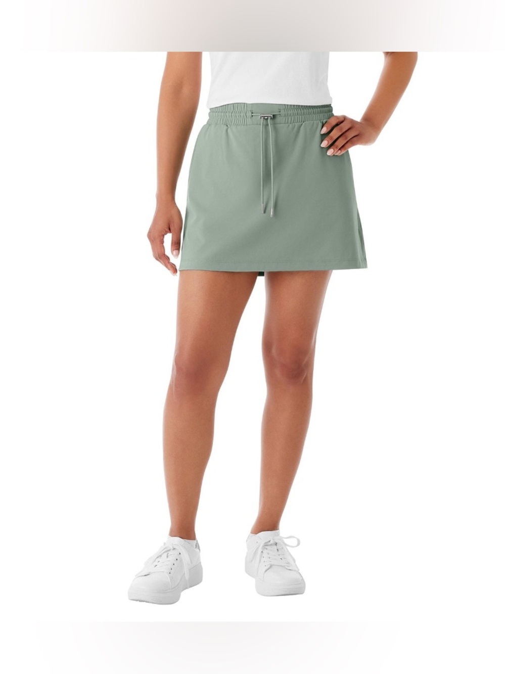 Women’s Medium Athletic Drawstring Pocket Skirt with Shorts Sage Green Skort